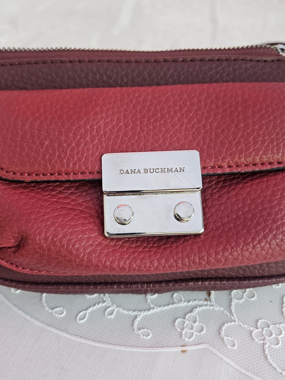 Dana Buchman Red Leather Crossbody Bag